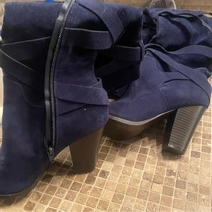 Thigh high navy blue boots
